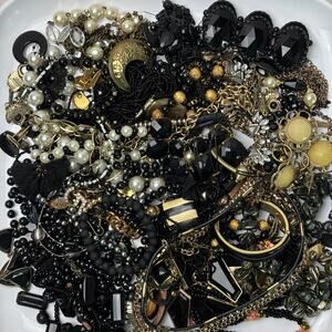 Curated Craft Jewelry Lot - 3 lbs Black Gold Tone